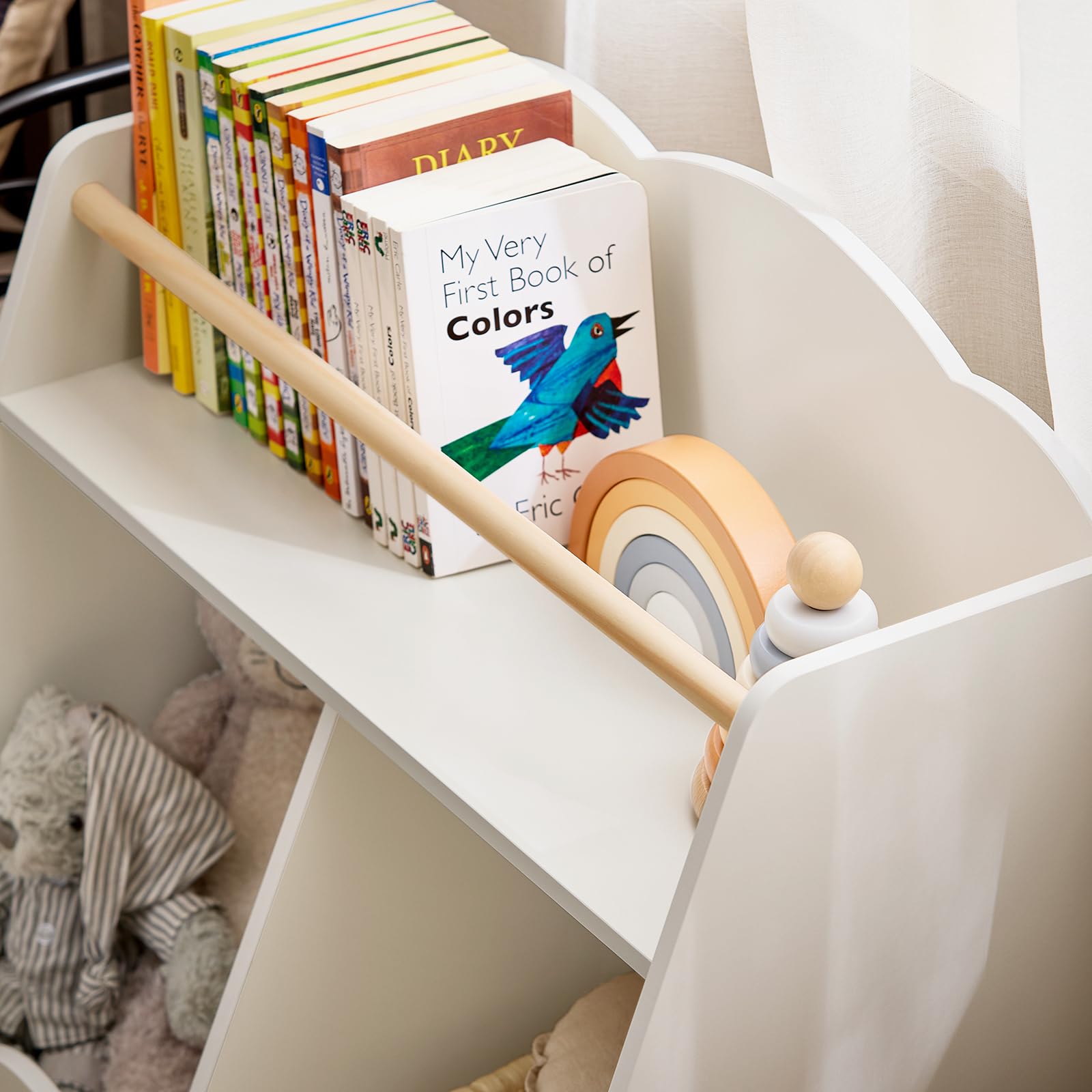 SoBuy Bibliothèque Enfant, Étagère à Livres, Étagère de Rangement Jouets pour Enfants, Meuble Rangement sur Pieds pour Chambre d’Enfant, 2 Compartiments Ouverts, Blanc, 61 x 35 x 71 cm KMB100-K-W