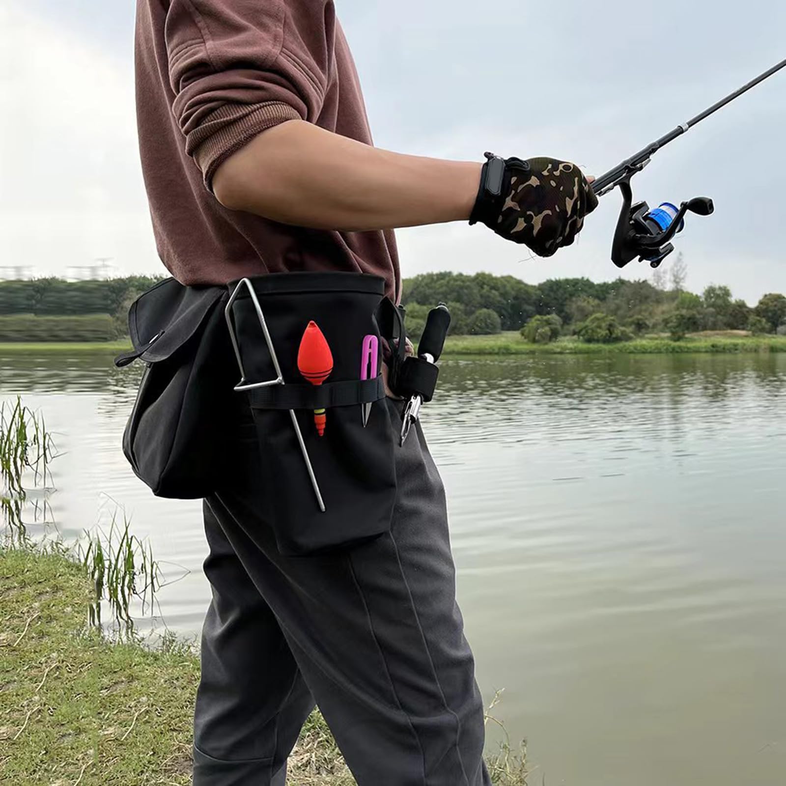 Marsupio portatile multifunzione da campeggio all'aperto borsa da cintura impermeabile da pesca Marsupio per attrezzi impermeabile