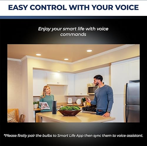 Miniatura 4 de Bombillas inteligentes equivalentes a 75 W, bombillas de inundación BR30 de 1100 lúmenes, 12 W, funcionan con Alexa y Google Assistant, bombillas