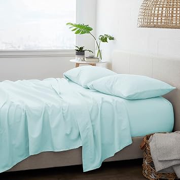 LaxLinen Super King Size Bed Sheets Set- 4 Pcs- Extra Deep Mattress Fits Up to 26 inch Pocket Fully Elasticized Egyptian Cotton Sheets Long Staple Bedding Sets Aqua Solid, Super King