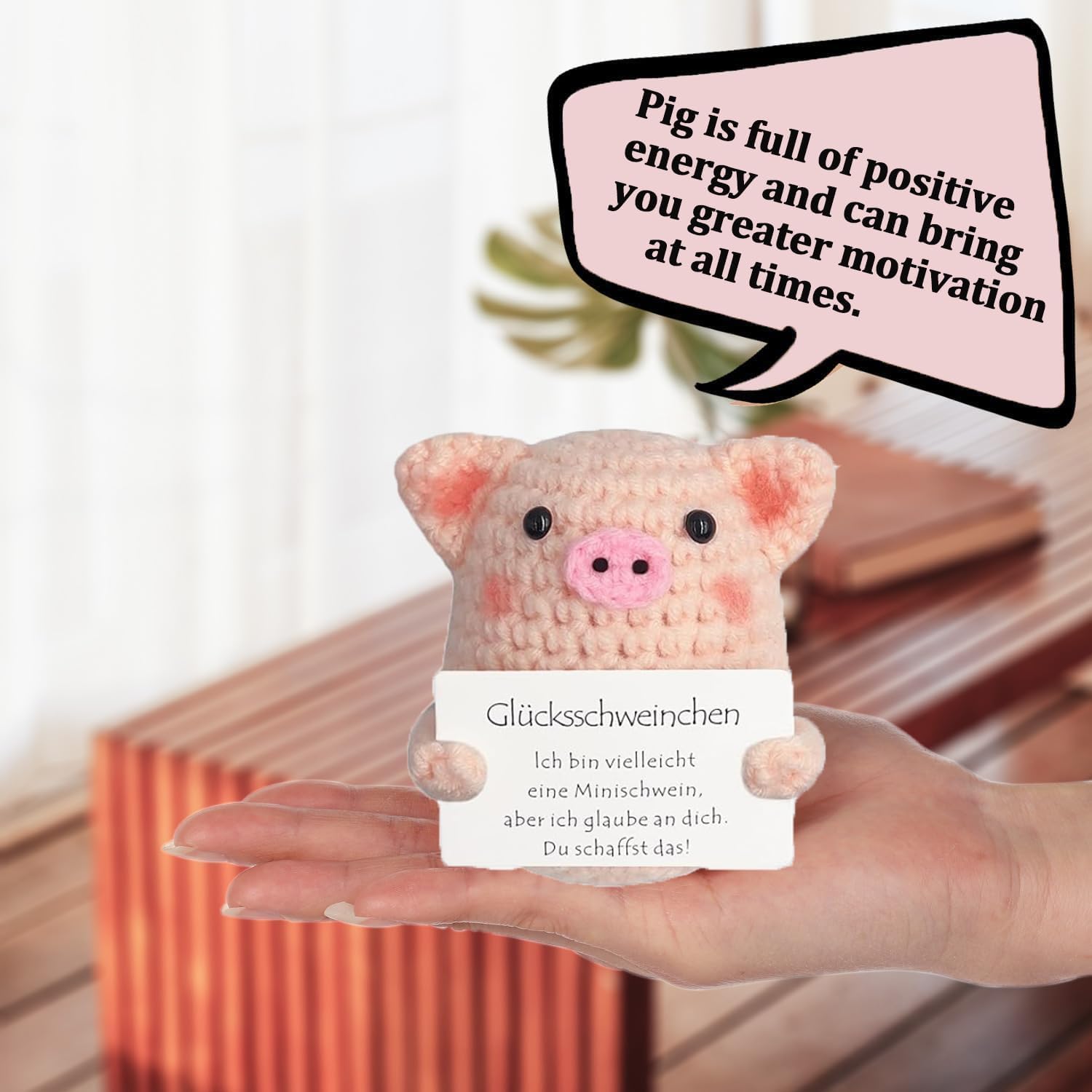 Youery Cochon Doudou Au Crochet, Soutien Émotionnel, Source D'Énergie Positive, Jouet En Peluche Tricoté Pour Femmes, Hommes Et Enfants, Cadeau