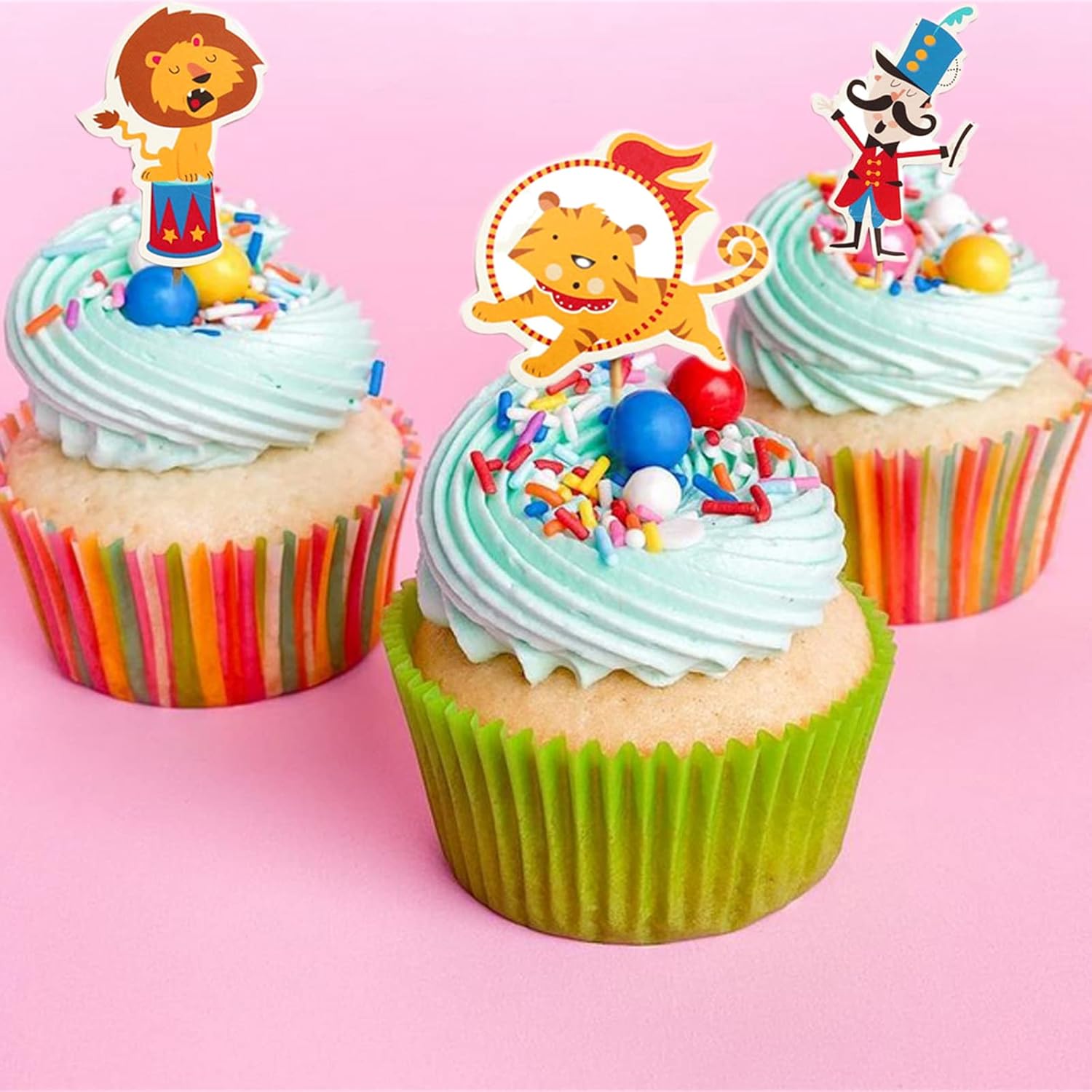 Buy 24pcs Circus Animals Cupcake Toppers Carnival Theme Party