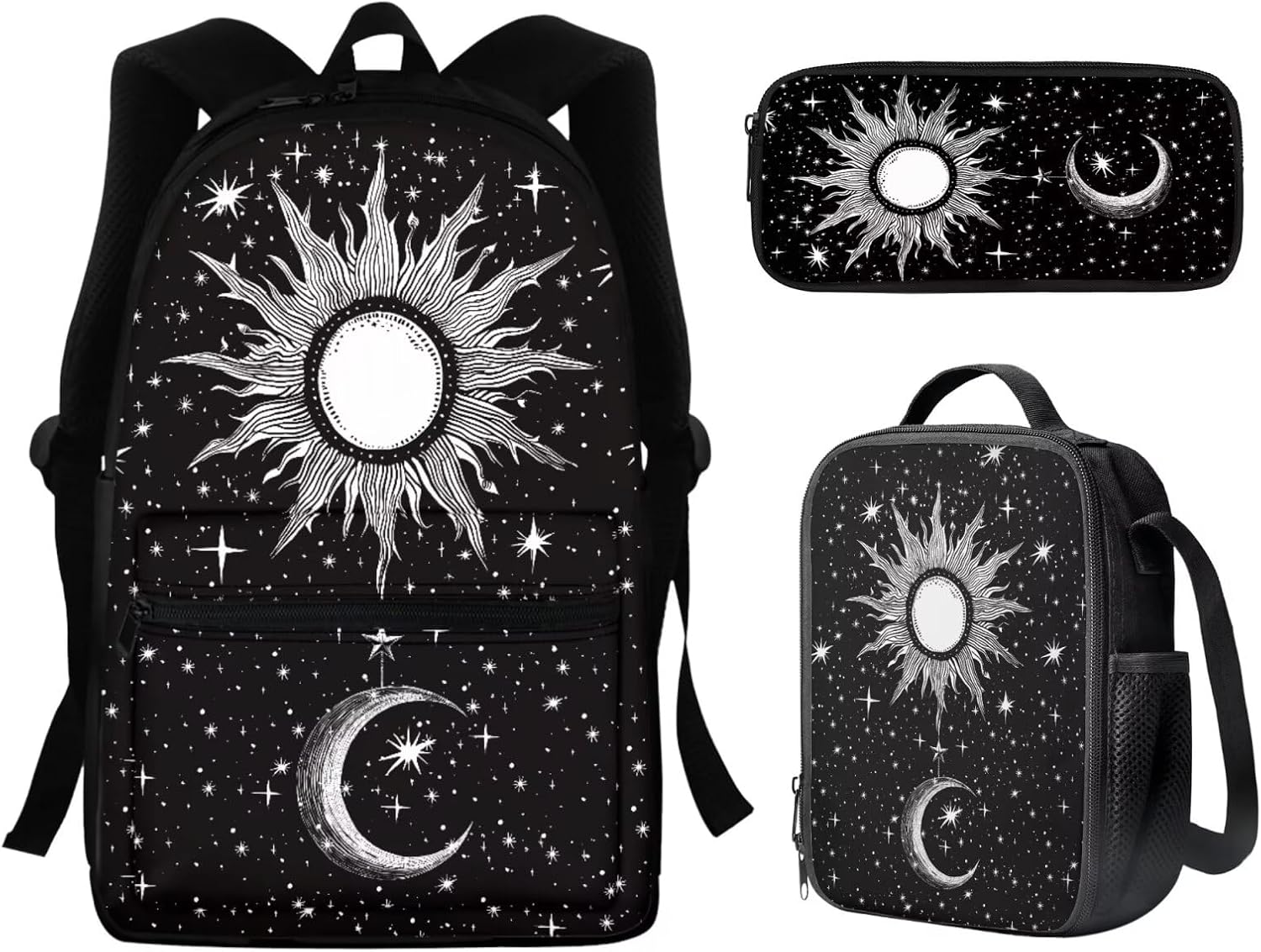 Cat Tiger School Bag Backpack with Lunch Box Pencil Case for Elementary School Boys Girls Bookbag Insulated Lunch Bag Pencil Box Middle High School Back Packs Satchel Travel Daypack