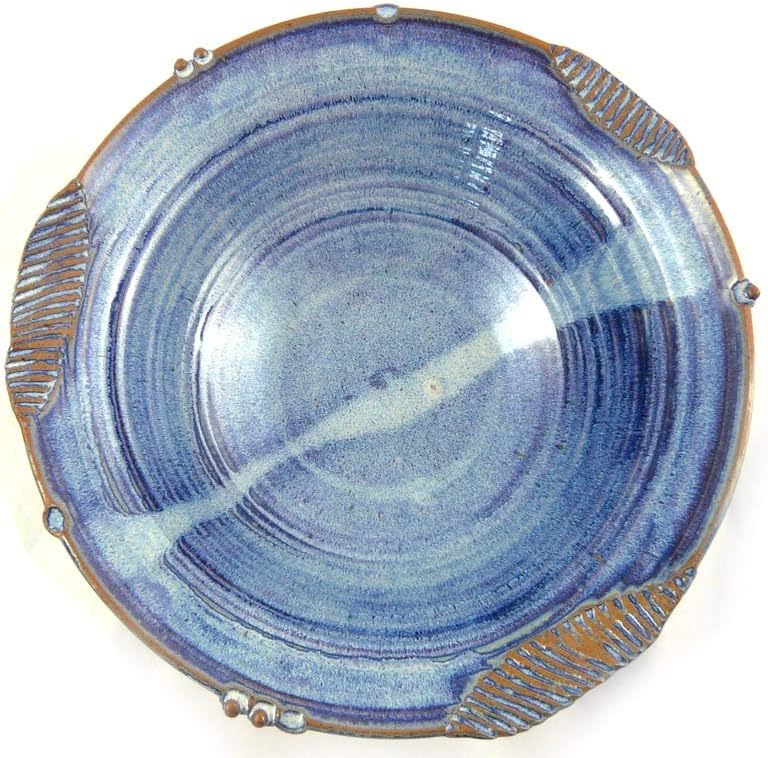 American Made 2.5 Quart Stoneware Pottery Serving Bowl, French Blue