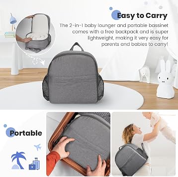 Portable Baby Bassinet- Travel Bassinet for Newborn and Infant, Suitable for Indoor & Outdoor Carry, Lightweight Foldable Washable, Portable Bassinet for Baby Travel, Portable Travel Bassinet, Blue