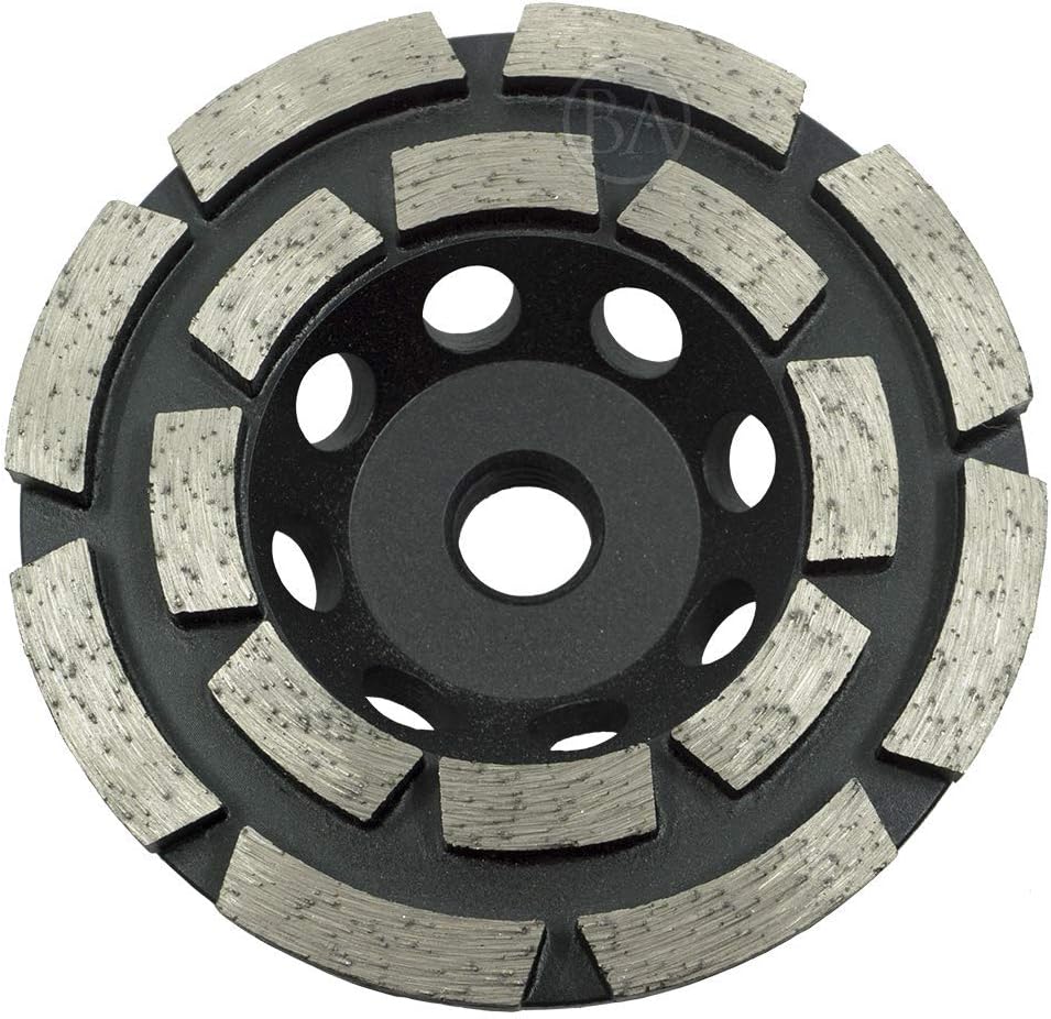 Benchmark Abrasives 4" Double Row Diamond Grinding Cup Wheel for Angle Grinder with 5/8"-11 Arbor Hole Use on Concrete, Granite, Marble, Masonry, Natural Stone