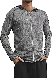 Moletom masculino leve de secagem rápida com capuz e zíper completo para atividades ao ar livre