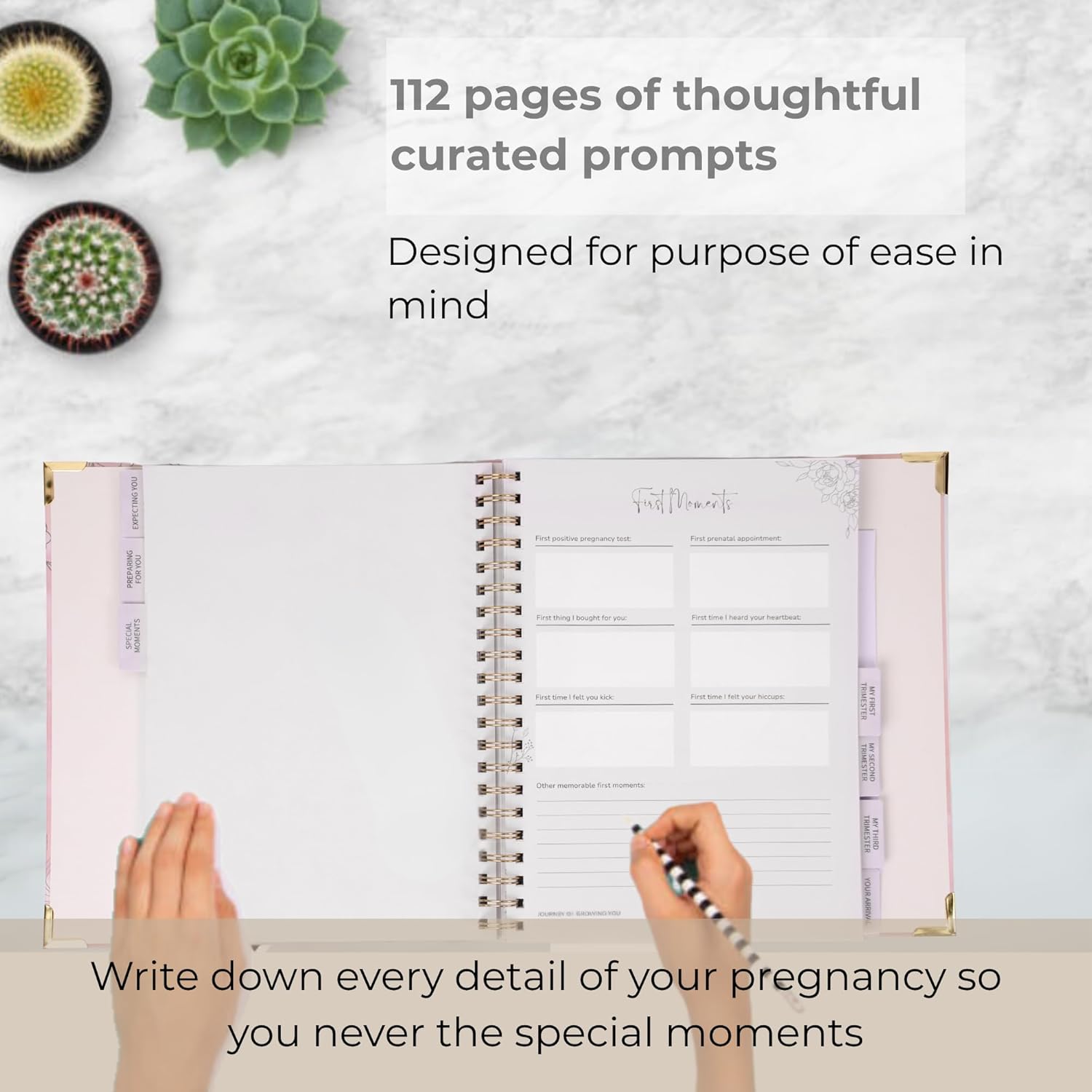 Pregnancy Journal for Women - Gender Neutral Baby Book Keepsake with Organized Tabs, Notes Section, Photo Pocket, & Detailed Prompts, Pregnancy Scrapbook