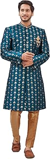 Indian Designer Wedding Festive Wear Jacquard Fabric Indo-Western Sherwani Pajama Set For Men