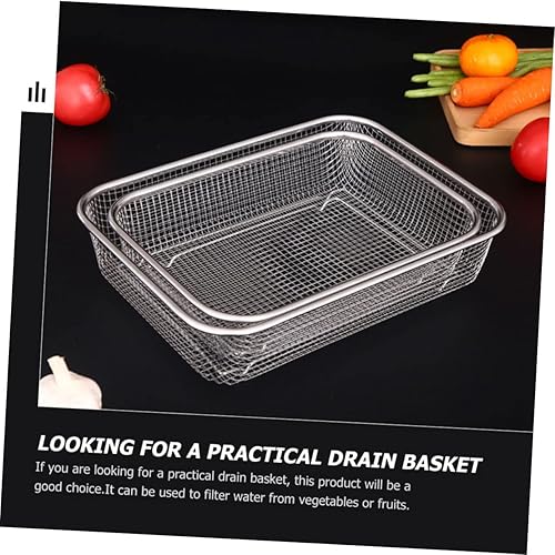 Miniatura 7 de BESPORTBLE Colador de cuenco de lavado, 2 unidades, cesta de drenaje, cesta de filtro de acero inoxidable, colador portátil de metal para alimentos