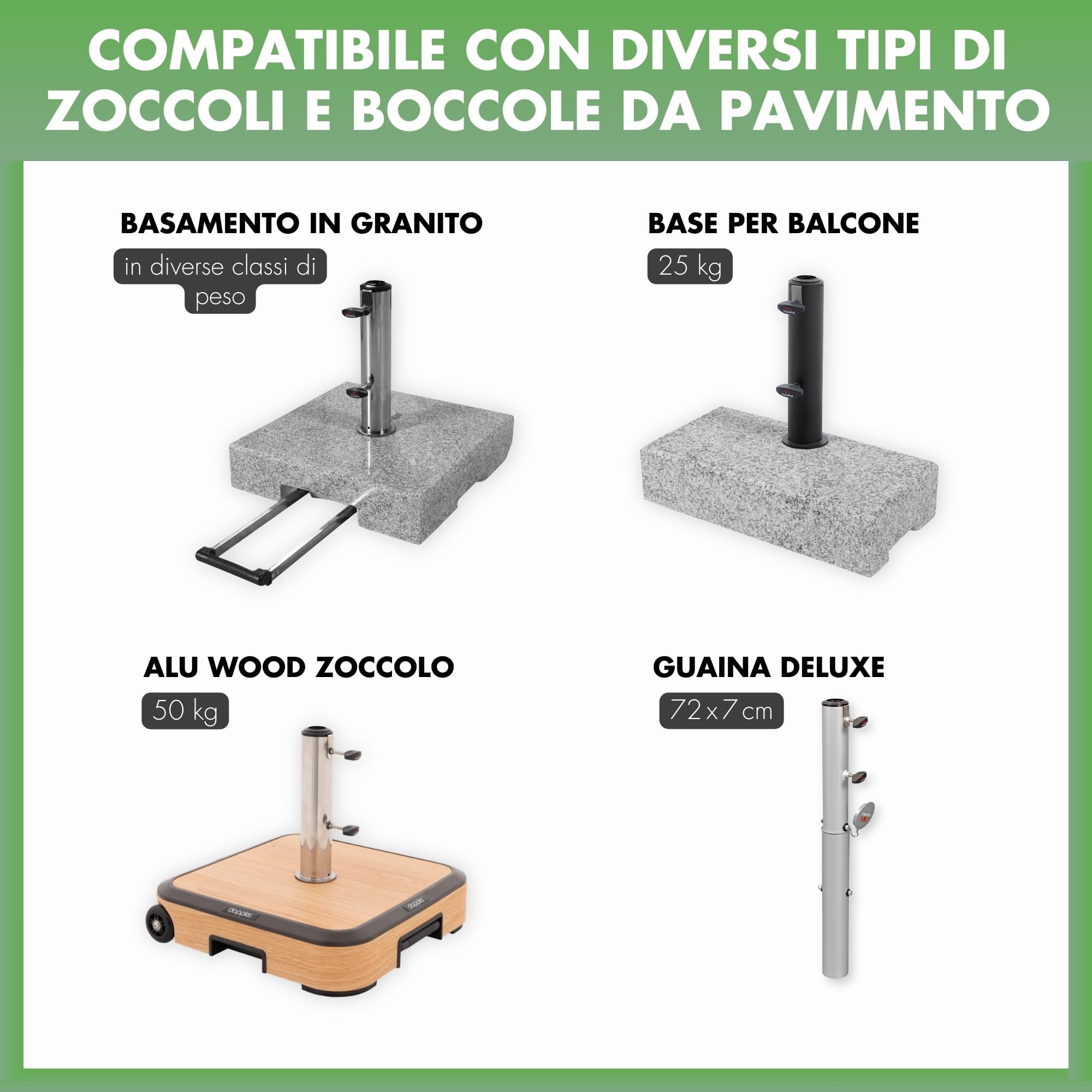 doppler anello di riduzione per base in granito, diametro interno: 52, 48, 38, 32, 25 mm, colore: nero