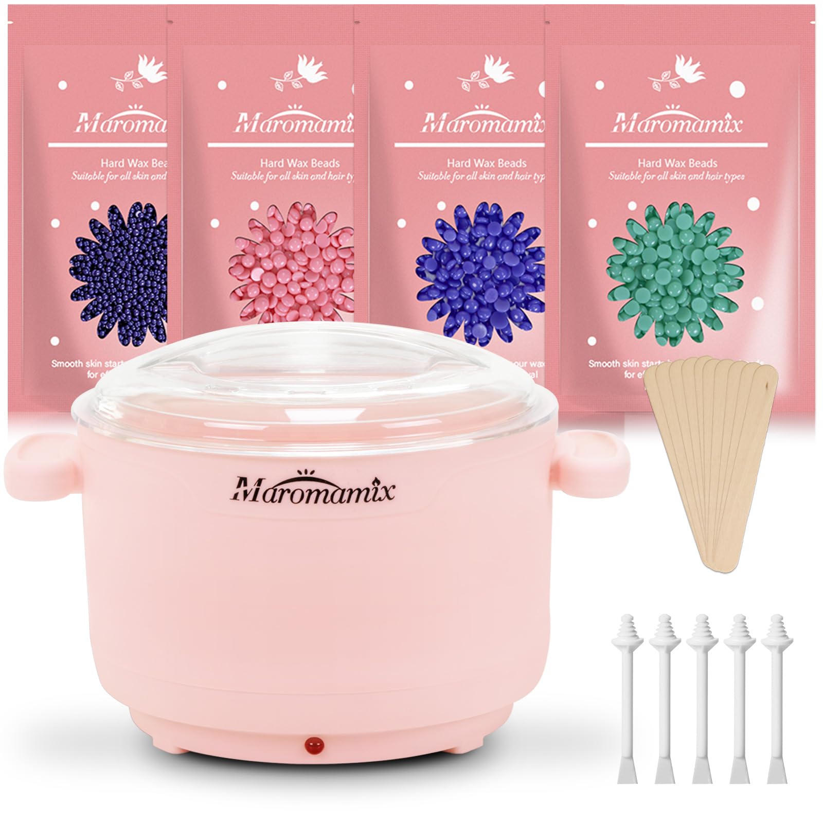 Waxing Kit Silikon Wachswärmer zur Haarentfernung mit 4 Packungen Hartwachsperlen Tragbare Elektrische Silikonwachsmaschine für Ganzkörper-Gesicht Augenbrauen Bikini Brasilianisch zu Hause Wachsen Kit