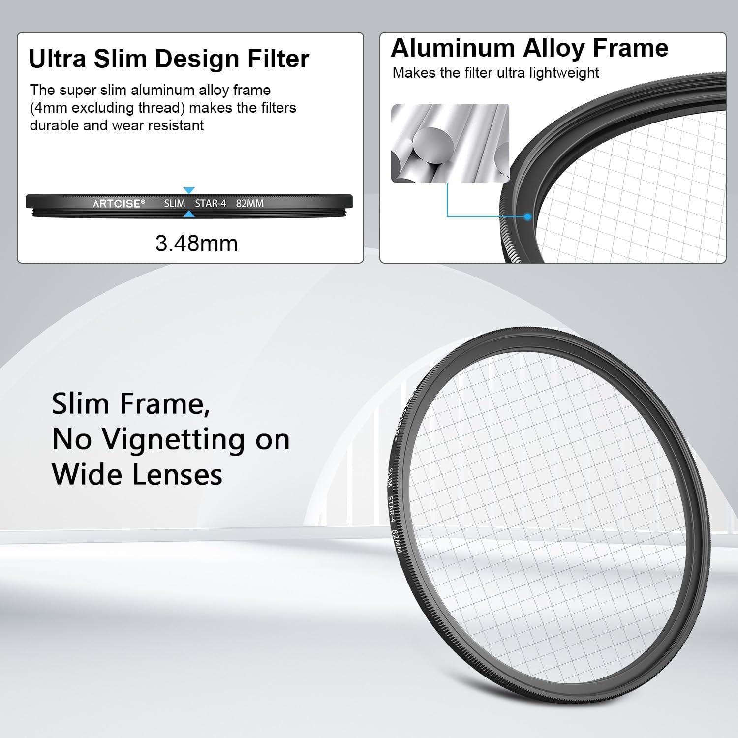 ARTCISE Star Filter Kit: 4+6+8 Point Cross Screen Lens Filters with Pouch for DSLR/Mirrorless Cameras, Starburst Effect Set for Night Photography, Cityscapes & Holiday Lights (55mm) image 2