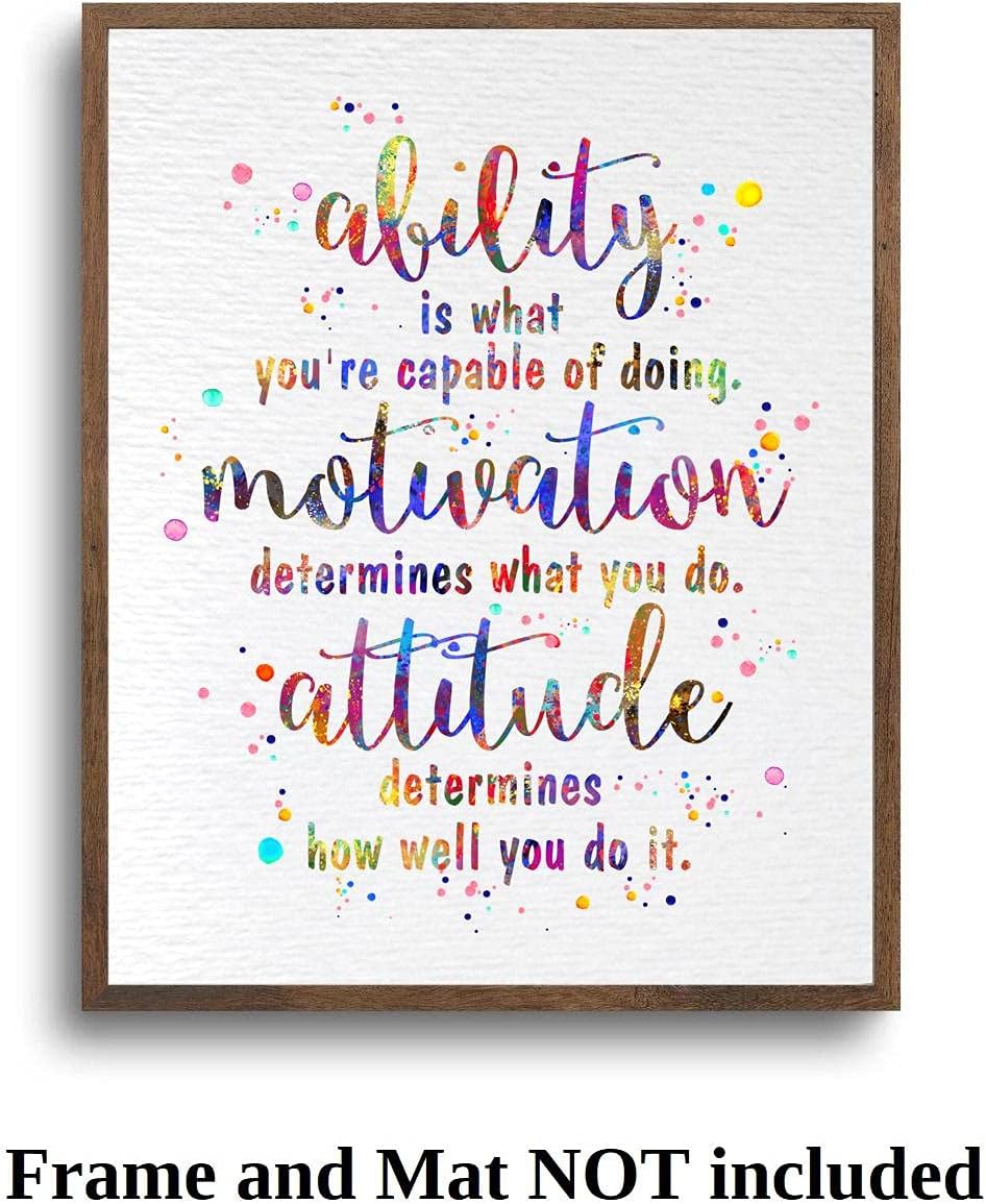 Dignovel Studios 11X14 Unframed Ability Motivation Attitude Inspirational Quotes Watercolor Art Print Poster dnc30
