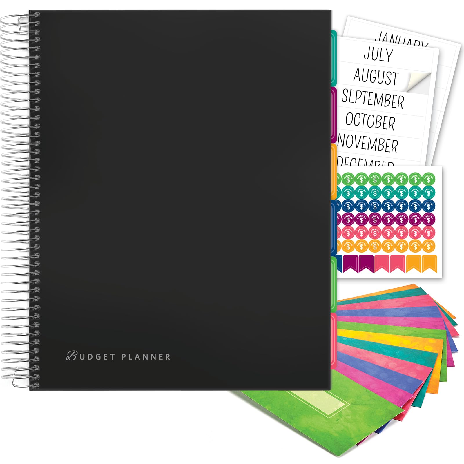 Global Printed Products Agenda per bilancio e mensile con 12 buste e tasche, per tenere sotto controllo le spese, 21,6 x 27,9 cm, colore: nero