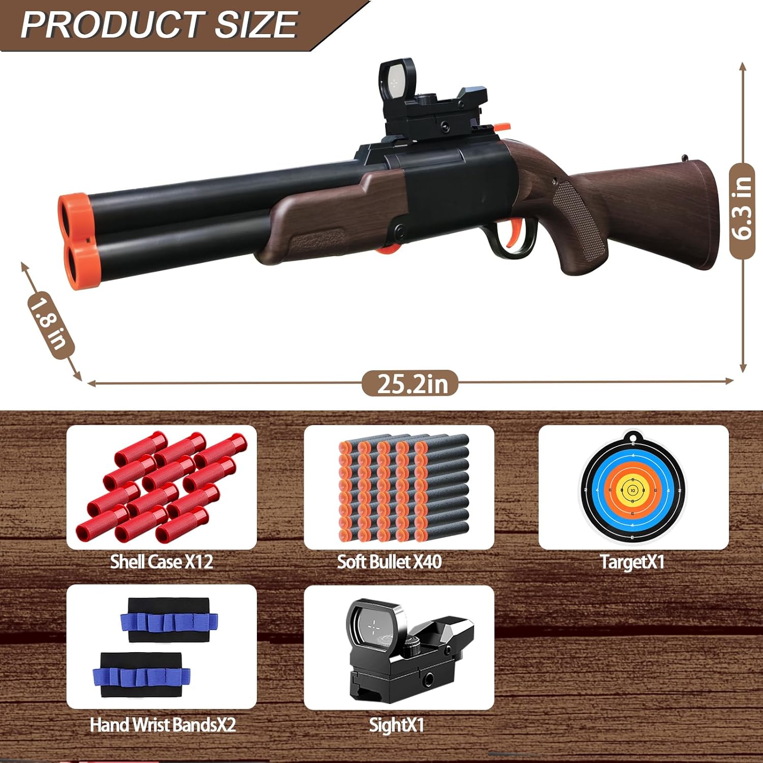 Soft Bullet Toy Shotgun with Realistic Shell Ejecting Design Foam Blaster Toy Guns for Indoor and Outdoor Playing Gifts for Kids Adult (Brown)