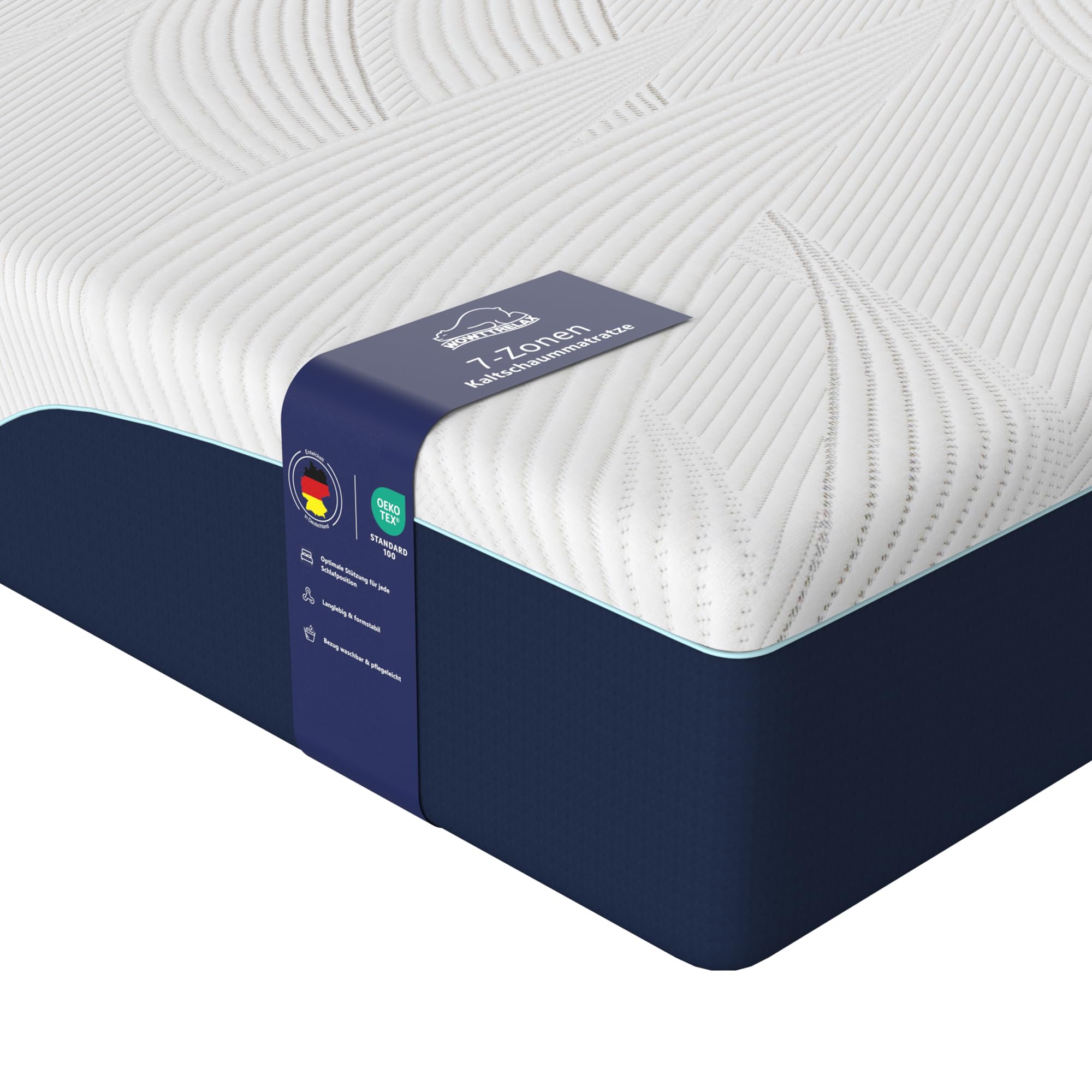 wowttrelax Matratze 90x200 cm, 7-Zonen, Höhe 20 cm, Bequem luftdurchlässig | Gel-Memory-Schaum Matratze, abnehmbar waschbarer Bezug, OEKO-TEX & CertiPUR-US zertifiziert, atmungsaktiv hautschonend