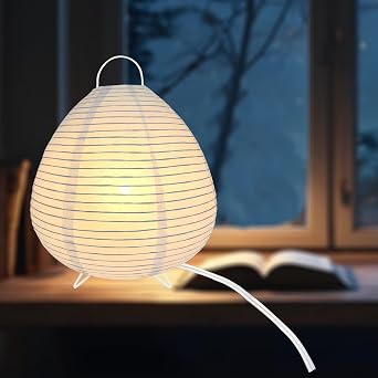 Paper Lamp Desk Lantern Table Lamps Rice Paper Bedside Nightstand Portable Small Light for Living Room Bedroom (1, 14.5x12x12)