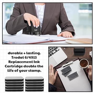 Yaomiao 6 Pieces Replacement Ink Cartridge Compatible with Trodat 6/4913 Printy 4913 Black Refill Ink Pad for Self Inking Stamps
