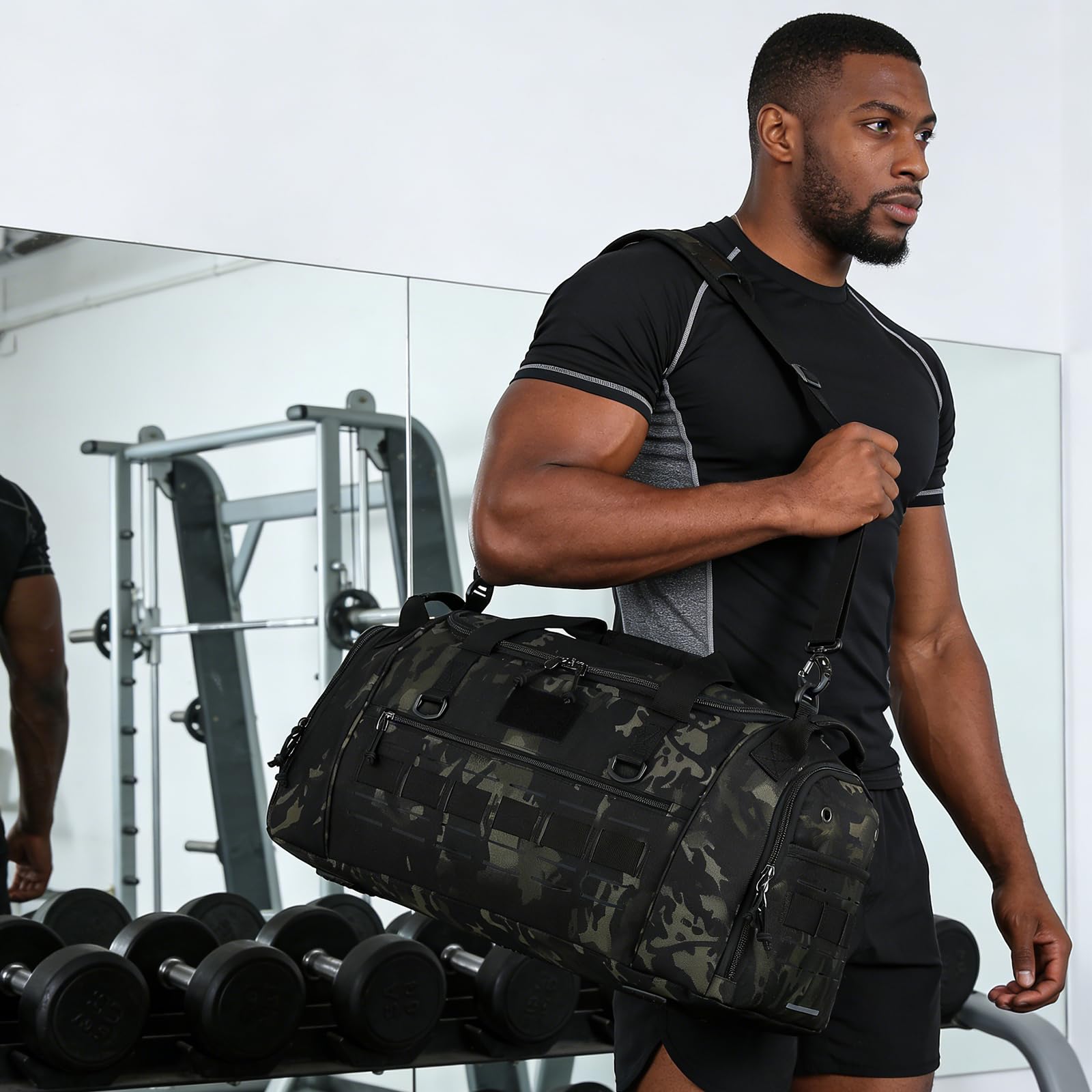 Borsone sportivo per uomo e donna, mimetico, 23 Inch, Borsa da palestra tattica per uomo 45L Militare Sport Duffle Bag