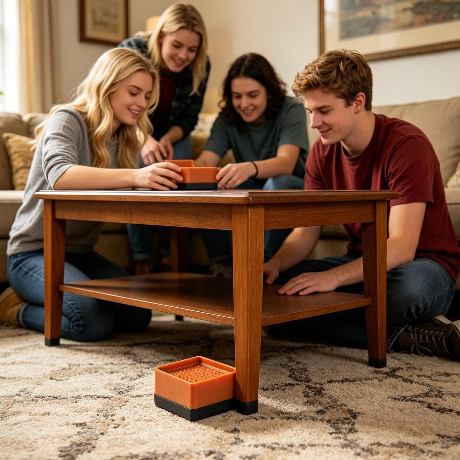 Sofa Risers - 4-Pieces Stackable Square Furniture Lift Feet - Table Riser Feet -7.8x7.8x4cm/3.07x3.07x1.58 inches for Bedroom Living Room Kitchen Laundry Study Apartment Farmhouse Household Appliances