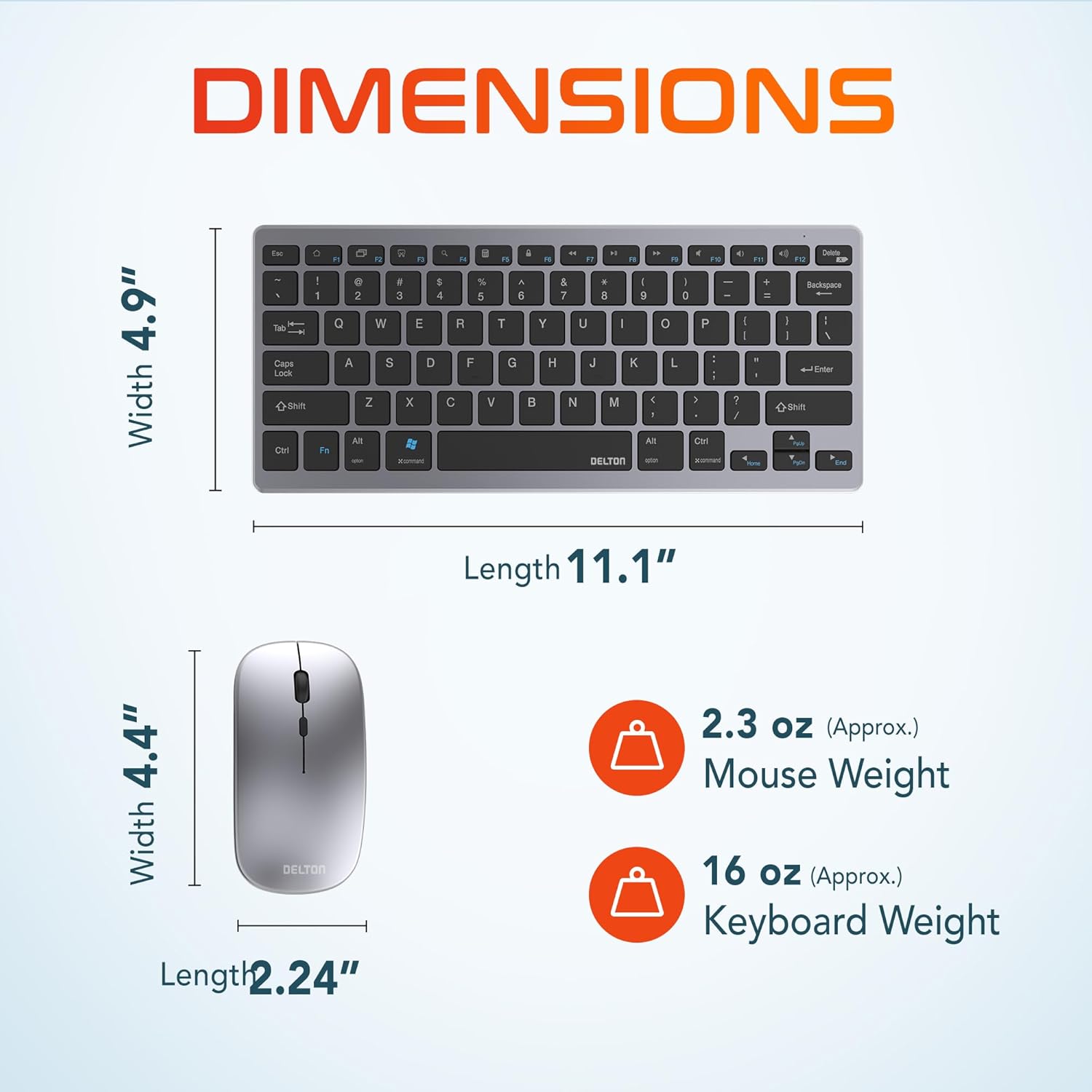 Delton N35 Keyboard and Mouse Dimensions