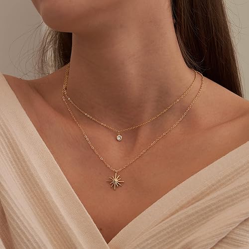 Vista 3 de Tewiky Delicados collares chapados en oro de 14 quilatesplata con circonita cúbica para mujer, joyería de circonita cúbica simple, regalos de moda
