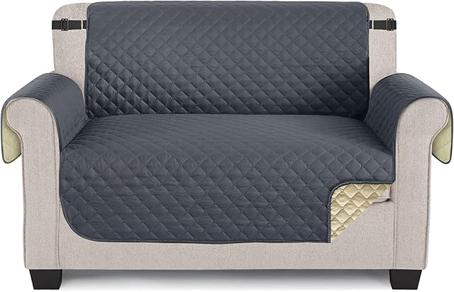 TAOCOCO Sofa Protectors 2 Seater,Slipcover for Sofa,Sofa Cover for Pets,Sofa Slipcovers for Kids with Elastic Strap,Washable Sofa Cover Protect for Pets(Dark Grey)