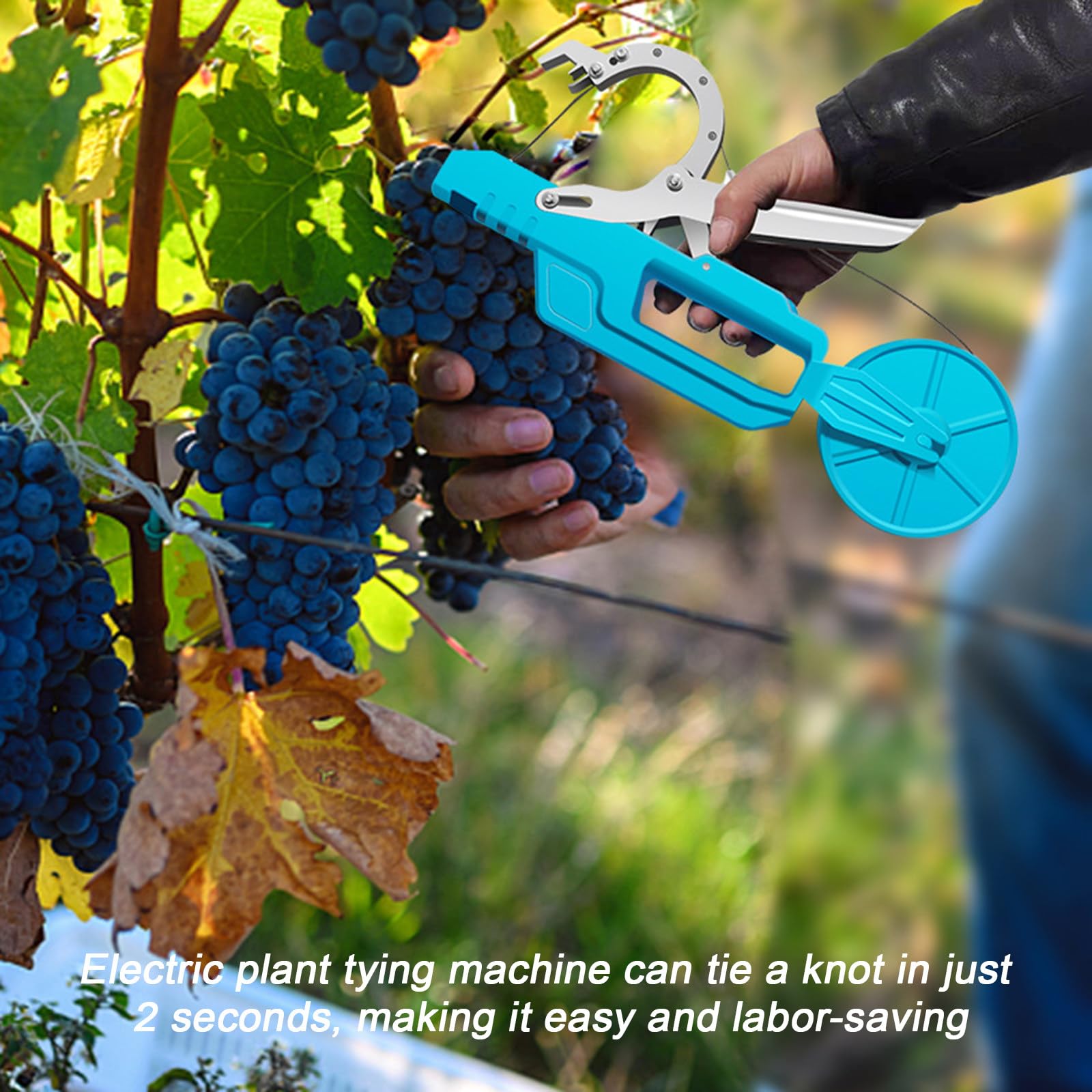 Máquina Eléctrica para Atar Plantas, 2 Piezas Incorporadas de Baterías de Litio de 2000mAh, para Tomate UVA Verduras Frutas, Herramienta de Mano para Atar Jardín Viñedos