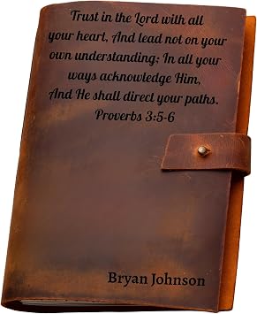 Christian Prayer Journal for Men & Women Personalized Engraved Leather Bible Study Journal with Scripture Refillable A5 Devotional Notebook for Daily Prayer & Reflection