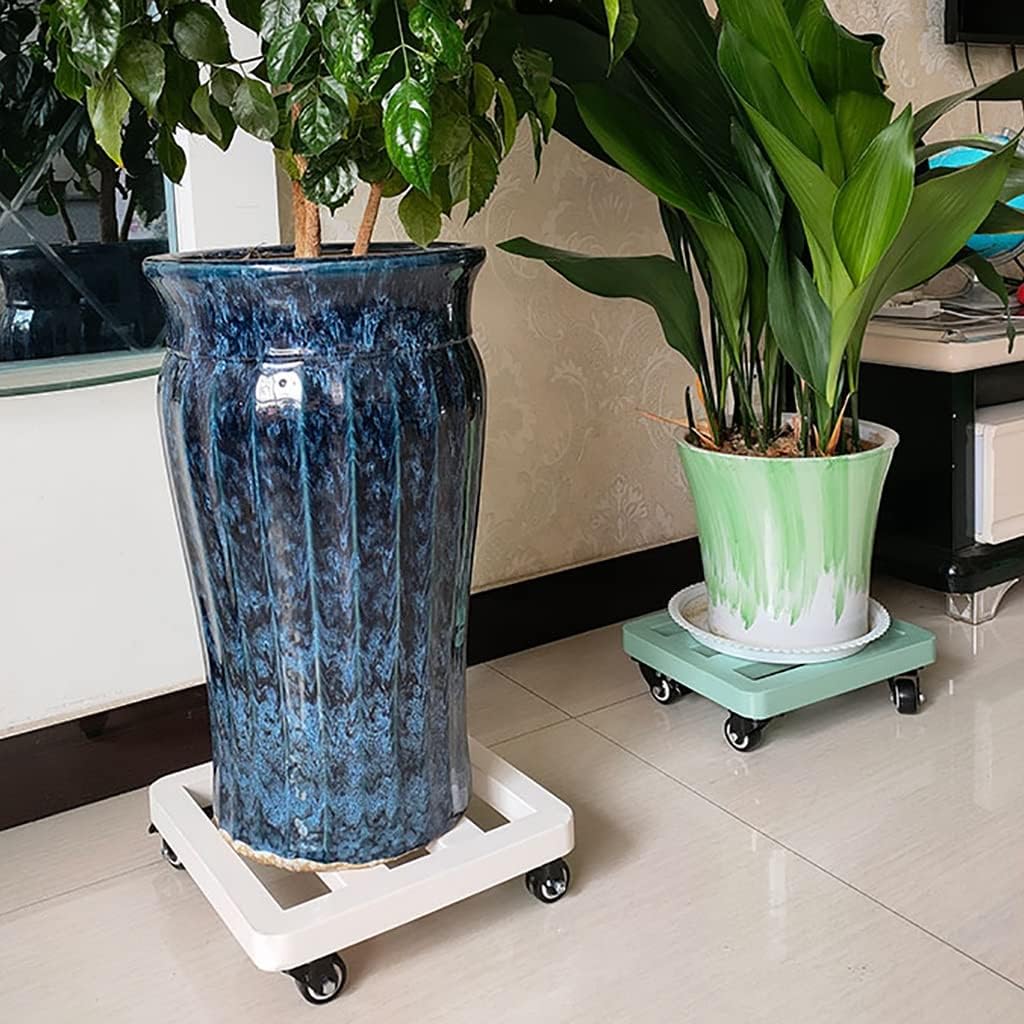 Plant Pot TrolleyMetal Planter Flower Pot CaddyPlant Pot Trolley Roller Moving Tray with Wheels for Indoor Outdoor Home Garden Tools/Black/30Cm,White-25Cm