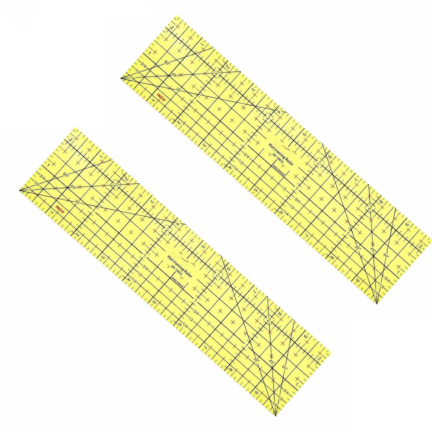 TopHomer Hot Ironing Ruler, Heat-Resistant Edge Ruler, 2.5×10 Inches Plastic Manual Measuring Ruler Tool for Quilting and Sewing, Inches and Centimeters, Yellow (1PCS)