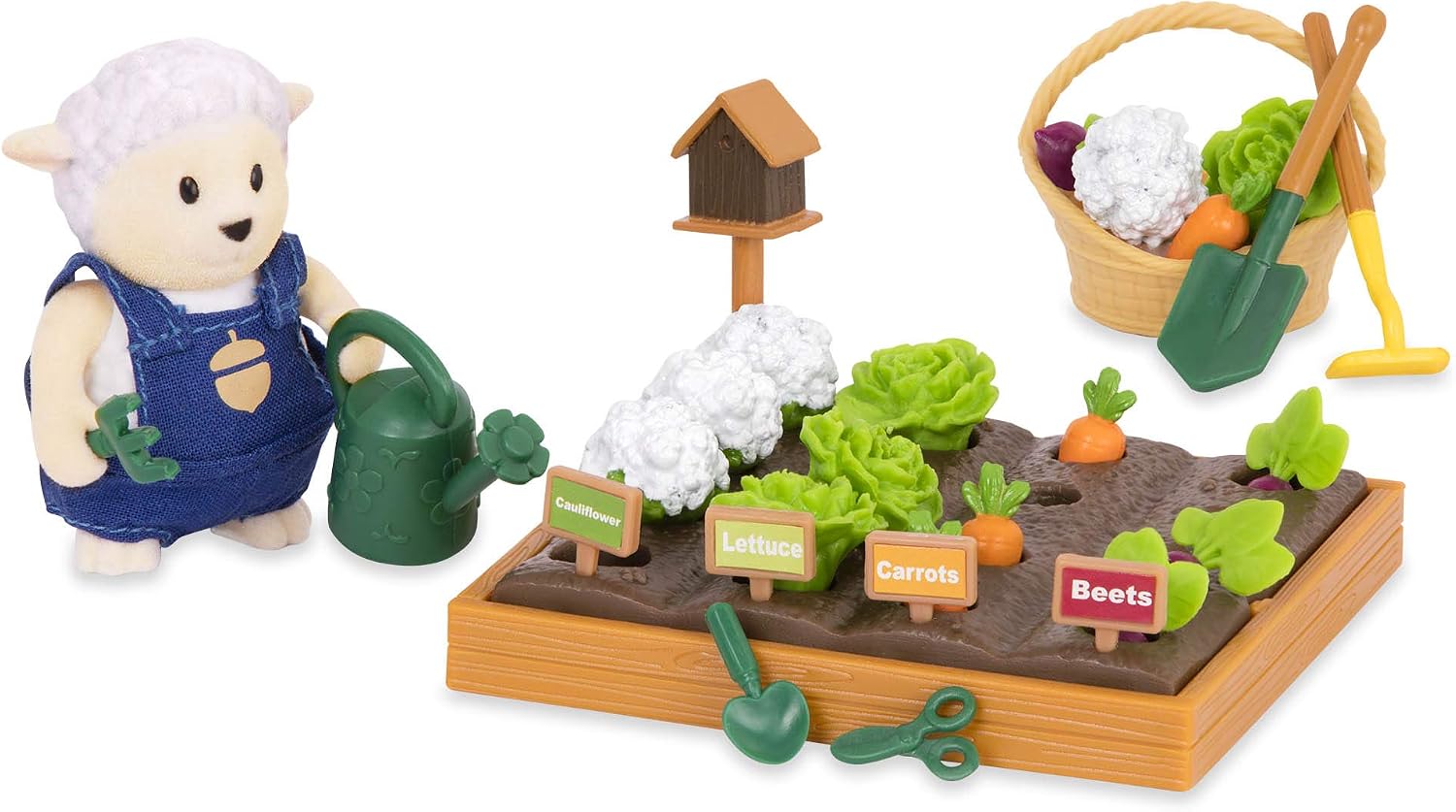 Li'l Woodzeez, 31 Pieces Garden Playset with Sheep Figure, Pretend Play Gardening Tools & Accessories for 3+ Years