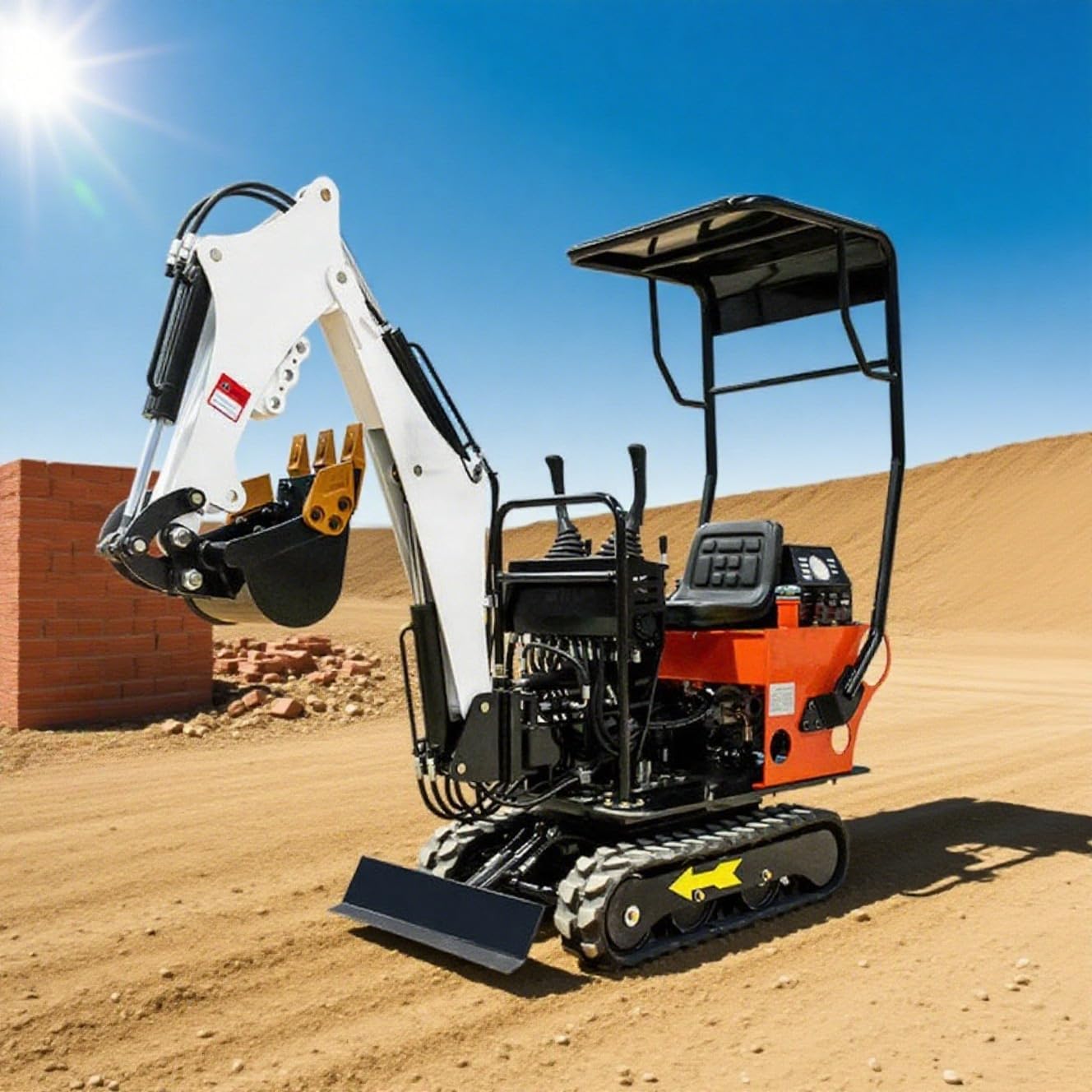 Mini Excavator – Compact Hydraulic Digger for Trenching, Pipe Installation, Landscaping, Farm Projects, On-Site Construction, Digging, Utility Work, Multi-Functional, Can with Attachments