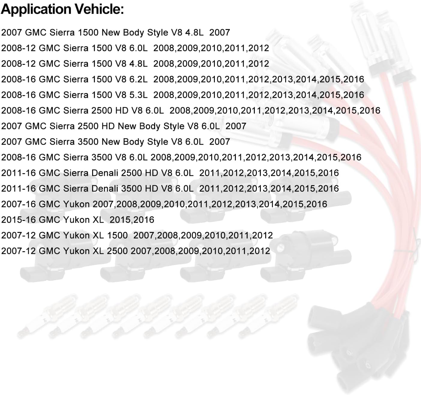 8PCS UF414 Round Ignition Coils Pack & Iridium Spark Plugs & Spark Plug Wires Set Compatible with Chevrolet Corvette Avalanche Silverado 1500 2500 3500 GMC Savana 1500 2500 Cadillac Escalade