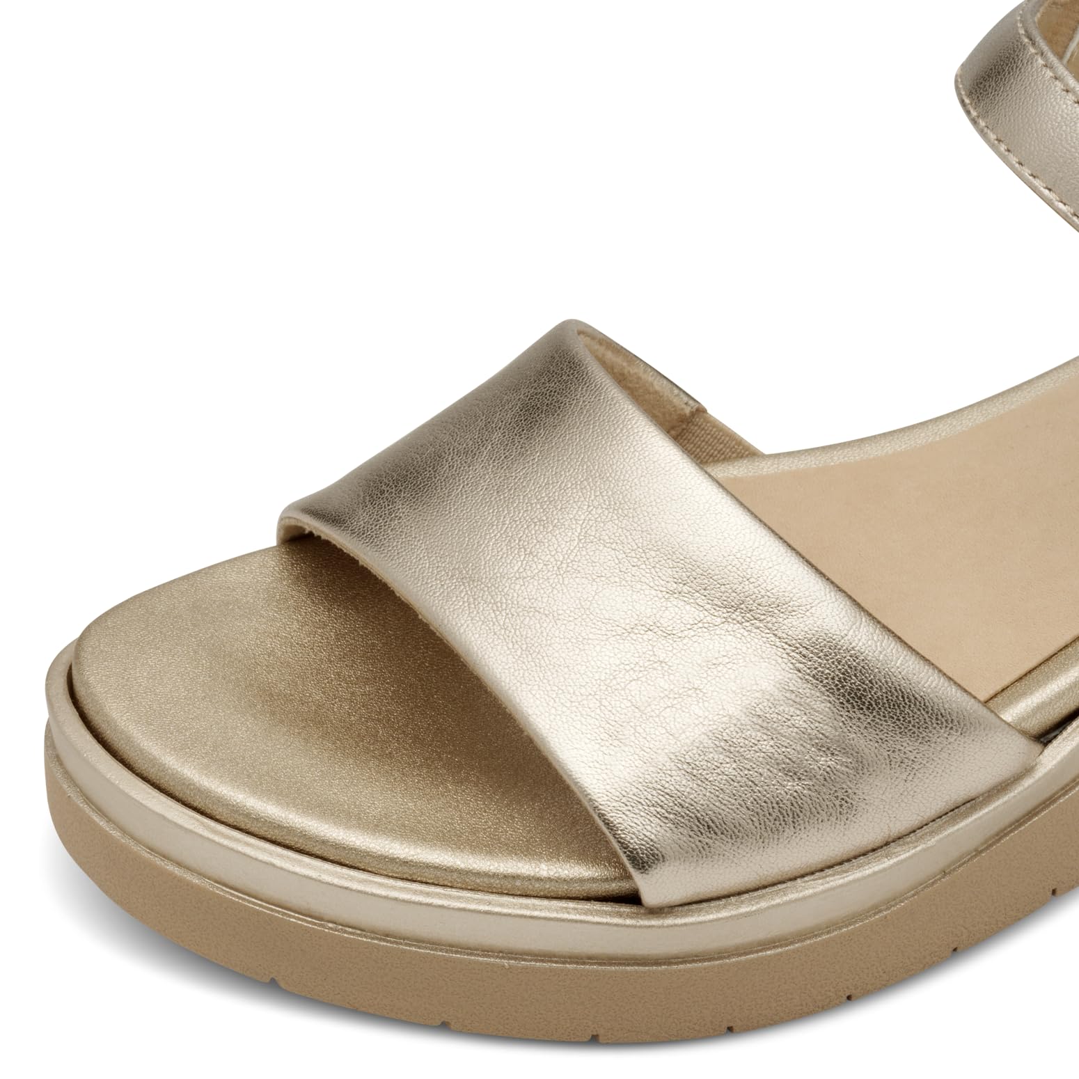 Tamaris Comfort Damen Sandalen flach aus Leder mit Klettverschluss