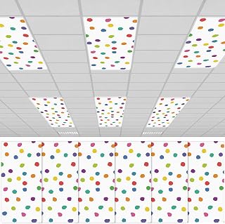 6Pcs Classroom Fluorescent Magnetic Light Covers,2x4 FT Colorful Polka Dot | Back to School Light Filter with 10 Magnets for School Office Hospitals Home Drop Ceiling Lights Windows Decorations