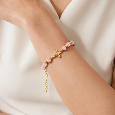 Cross Beaded Bracelet for Women,Inspirational Christian Gift