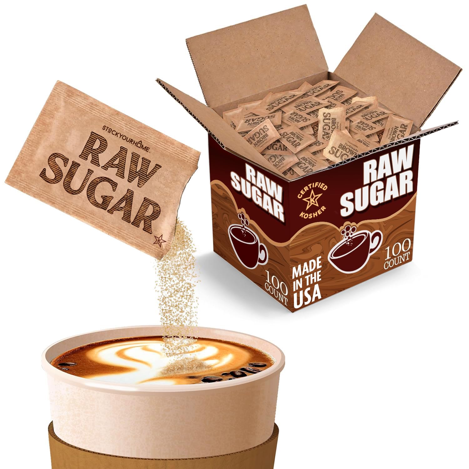Stock Your Home Brown / 0.04 Ounce (Pack of 100) / 100 Brown Granulated Sugar