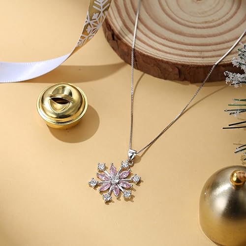Miniatura 6 de EVER FAITH Collar con colgante de copo de nieve de plata de ley con colgante de flor de nieve y circonita brillante