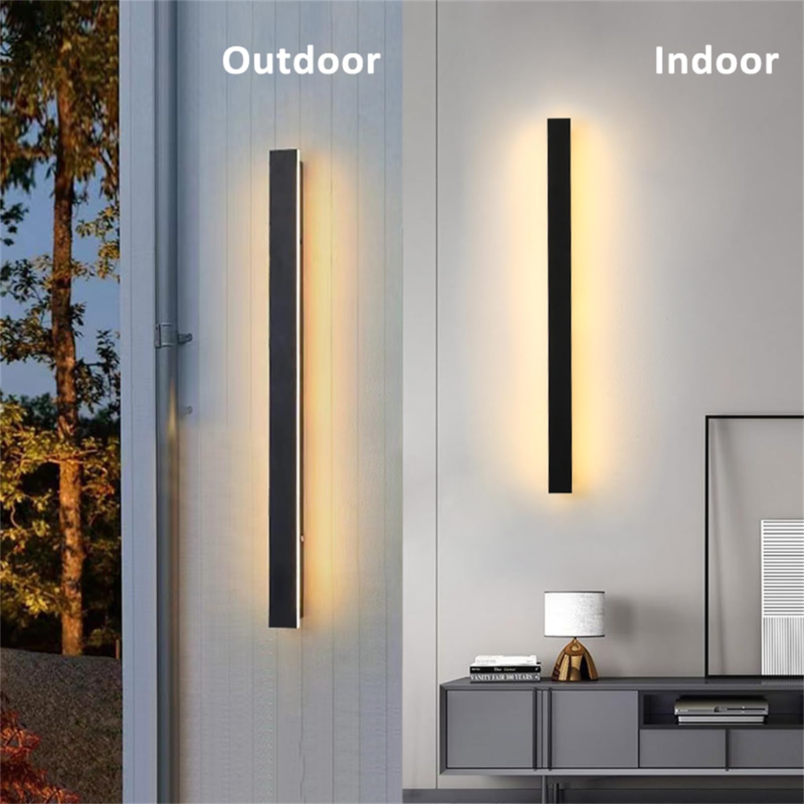 Dimmbar Außen Garten Wandleuchte mit Fernbedienung Wandlampe LED Lange Lampen Wasserdicht IP65 Wandbeleuchtung Innen Außenwandleuchte Aluminium Außenlamp Für Terrasse Veranda (Dimmbar,80cm 42W)