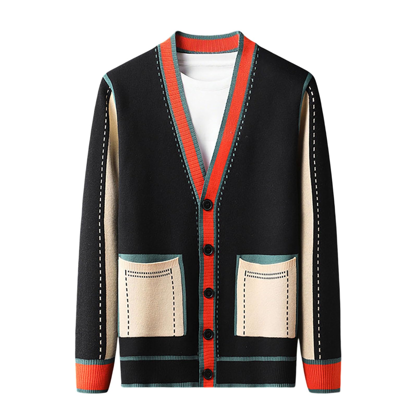 Jersey Hombre Invierno SuéTer Manga Larga Abrigo Suéter Hombre, Estilo Casual Exterior con Botones Impresos, Manga Larga para Otoño Invierno