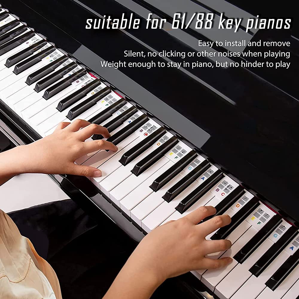 Autocollants Note De Piano, Autocollants De Clavier De Piano, Amovibles Autocollants de Clavier de Piano, pour Touches de Piano pour Débutants et Enfants