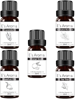 E's Aroma アロマオイルセット 100%純正 エッセンシャルオイル 厳選精油 10ml 5本セット プレゼントに最適 ラベンダー オレンジスウィート グレープフルーツ・ピンク ティーツリー ユーカリ･ブルーガム (スタンダード)