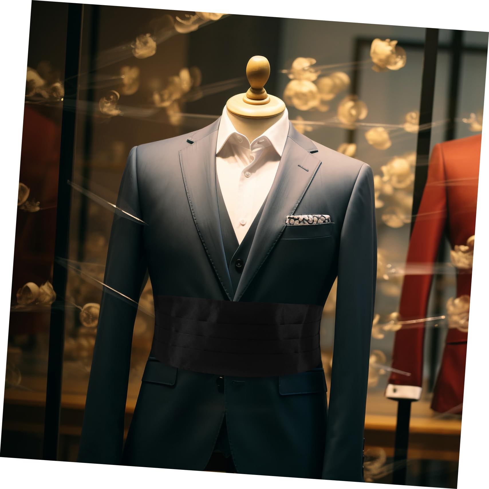 COSMEVIVI Men' Cummerbund for Tuxedo Formal Evening Waist Band for Weddings and Special Occasions Classic Solid Color Suit Cummerbund for Groomsmen and Prom