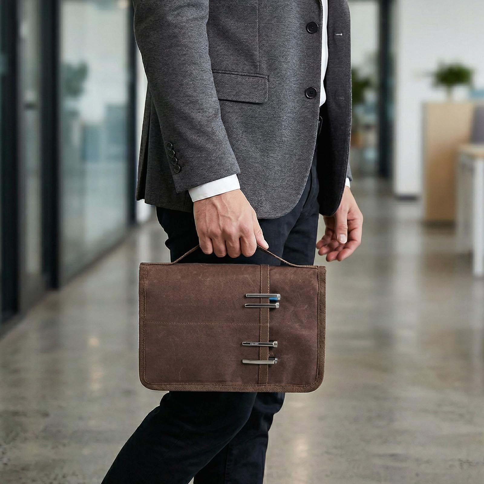 Custodia classica in tela cerata con chiusura lampo, per diario, per appunti di campo, copertura impermeabile per blocco appunti da 18 x 25 cm, notebook B5 Travelers (marrone scuro)