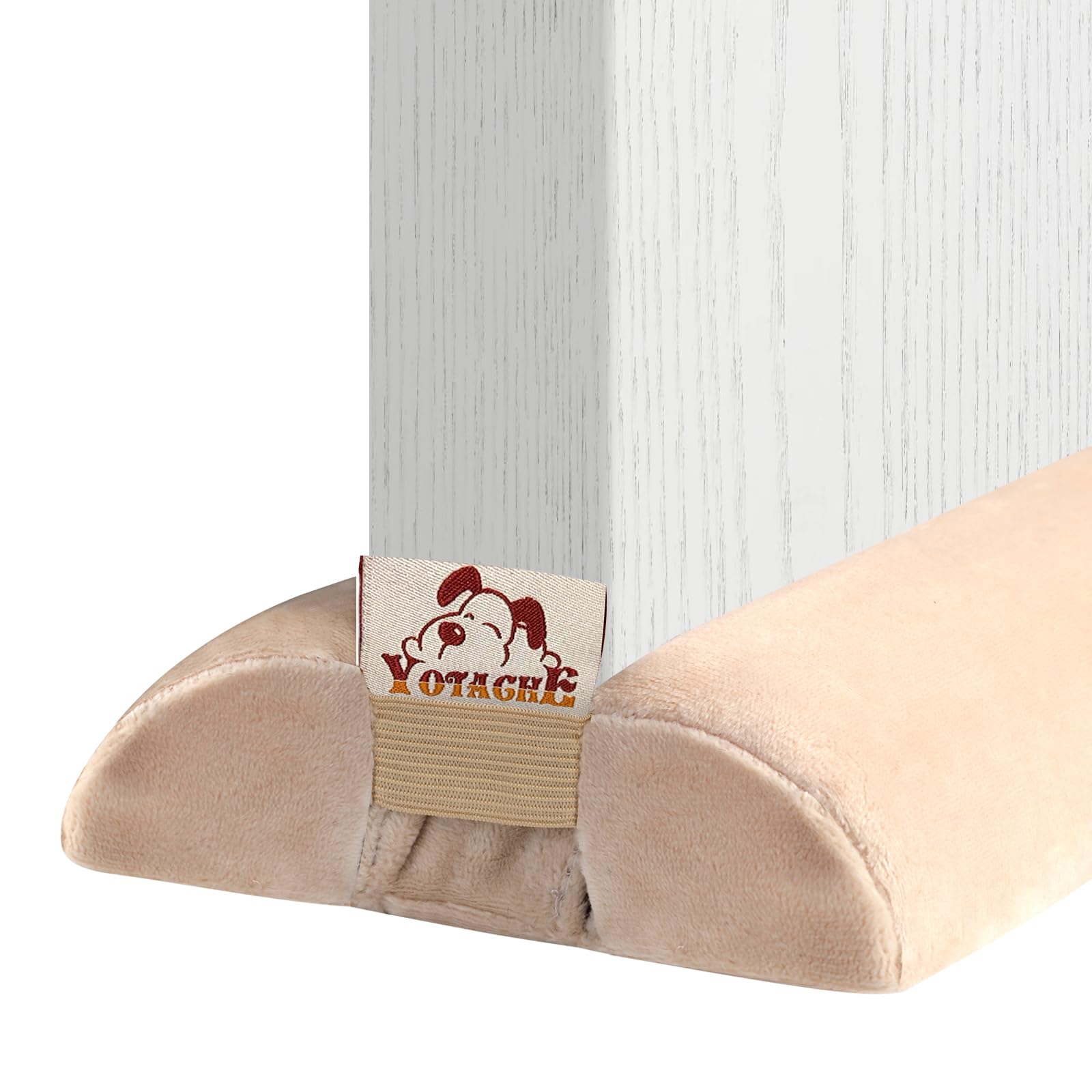 Yotache Draft Excluder for Doors 90cm, Right Angle Design-100% Fits Door, Adjustable Length, Washable Warm Plush Fabric for Reduce Noise Draught Dust, Brown