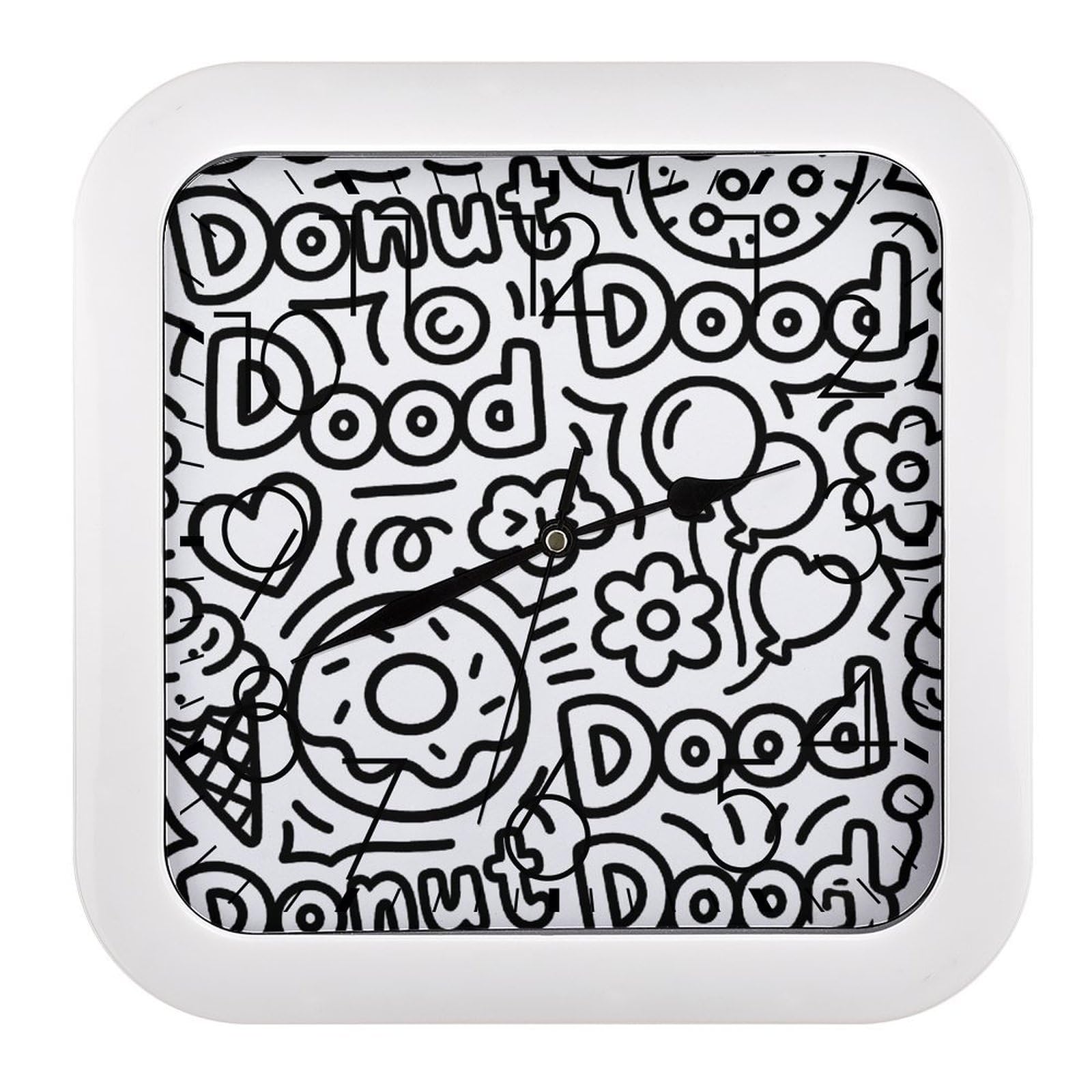 LZQPOEAS Donut Dood Square Wall Clock, 10.2 Inch Battery Operated Silent Non-Ticking Wall Clock, Square Analog Decorative Clock for Home Wall Art, Living Room, Bedroom, and Office