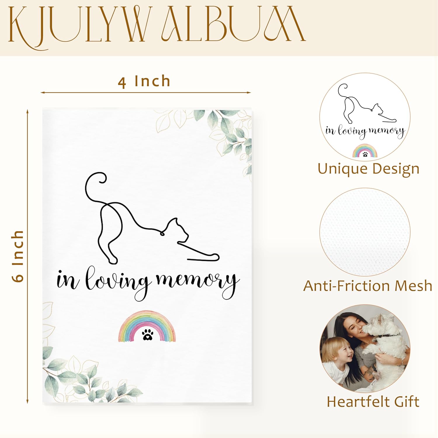 Cat Memorial Photo Album 4x6, Pet memorial Gifts for Loss of Cat, Pet Loss Sympathy Gift, in Loving Memory Gifts Small Memory Photo Album Book for 18 Pockets Hold 36 Pictures