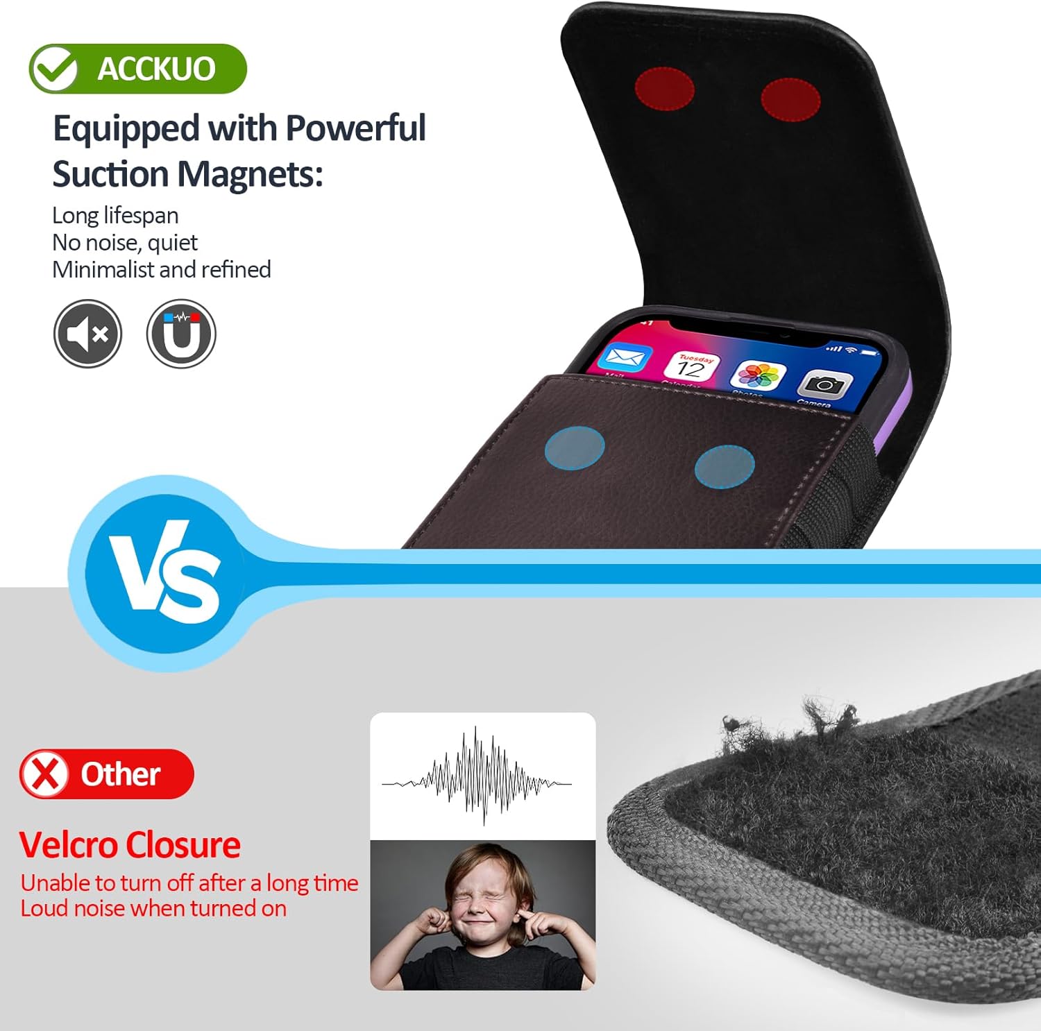 Leather Phone Holster with Strong Metal Belt Clip and Magnetic Closure Compatible with iPhone 16/15/14/13/12 Pro Max, Galaxy S25/S24/S23/S22 Plus & FE, L-Coffee - Image 5